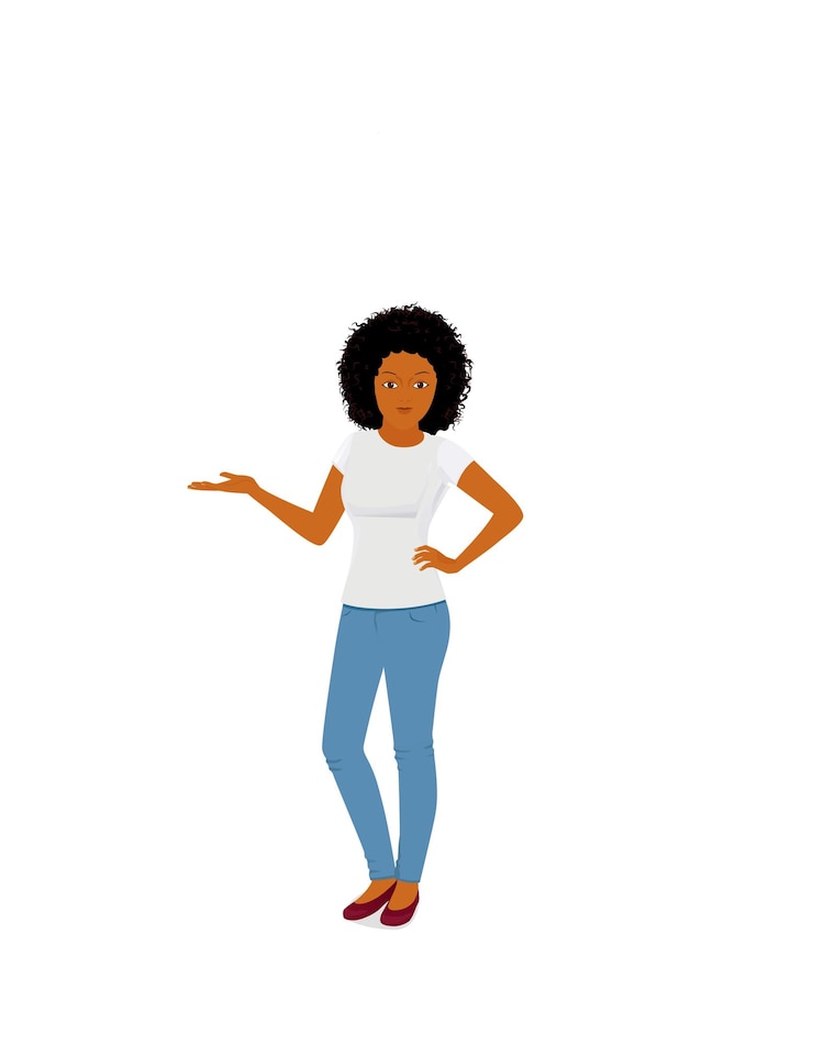 Vector african girl pointing