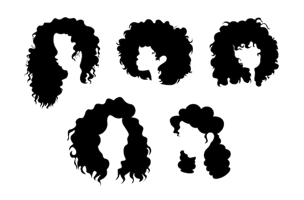 African girl with curly hair silhouette