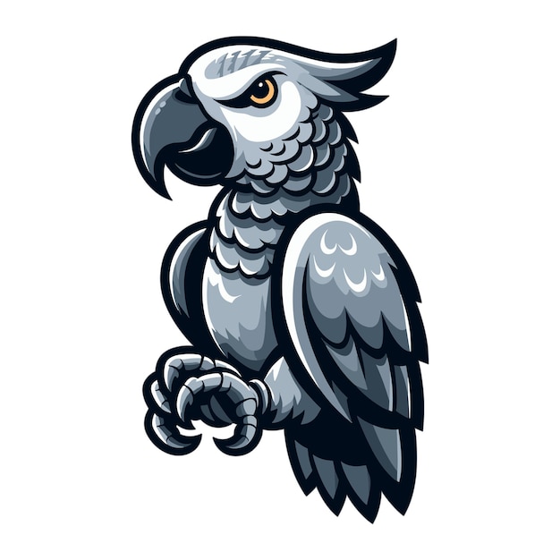 Vector african grey parrot mascot vector illustration on white background