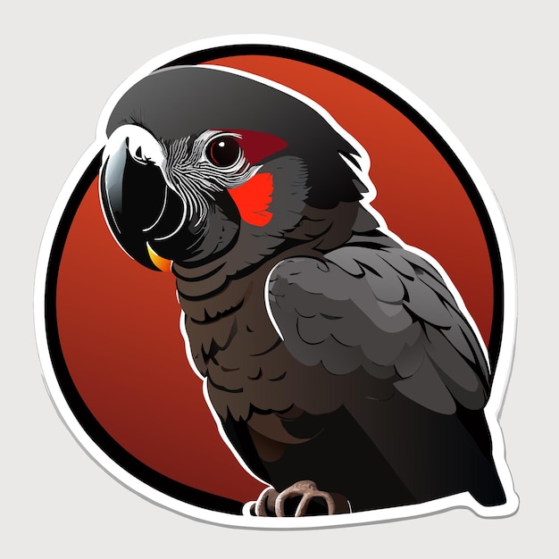 African grey parrot sticker illustration