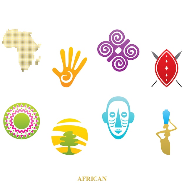 Design del logo africano e arte colorata