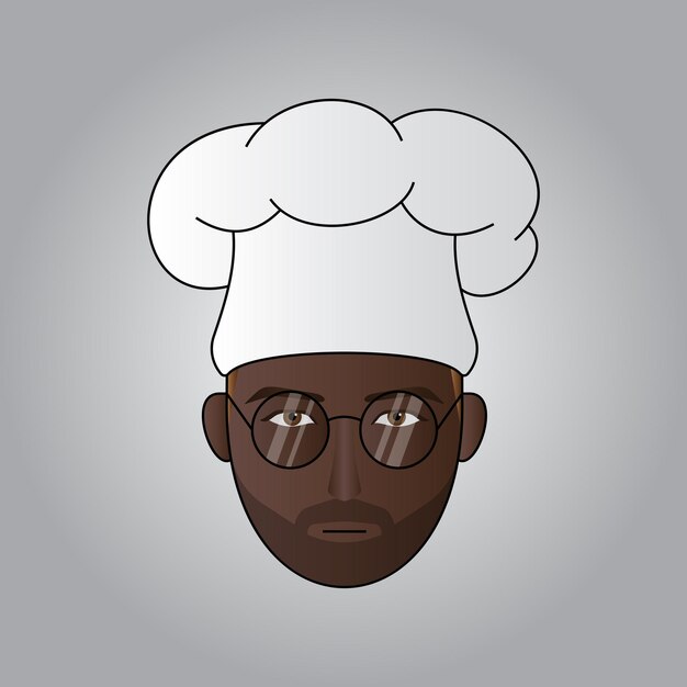 Vettore chef maschio africano con gli occhiali