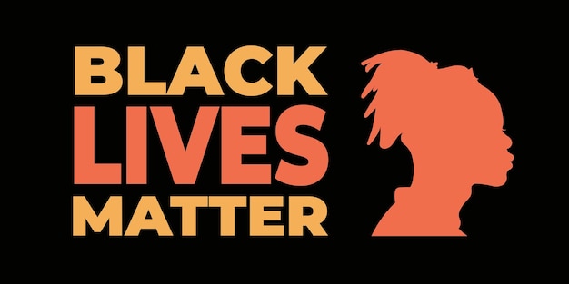 Vettore uomo africano con il testo black lives matter silhouette di un uomo nero poster stop razzismo