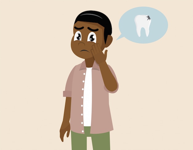 Vector african man with a toothache.