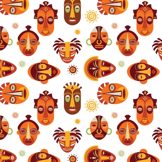 African masks seamless pattern