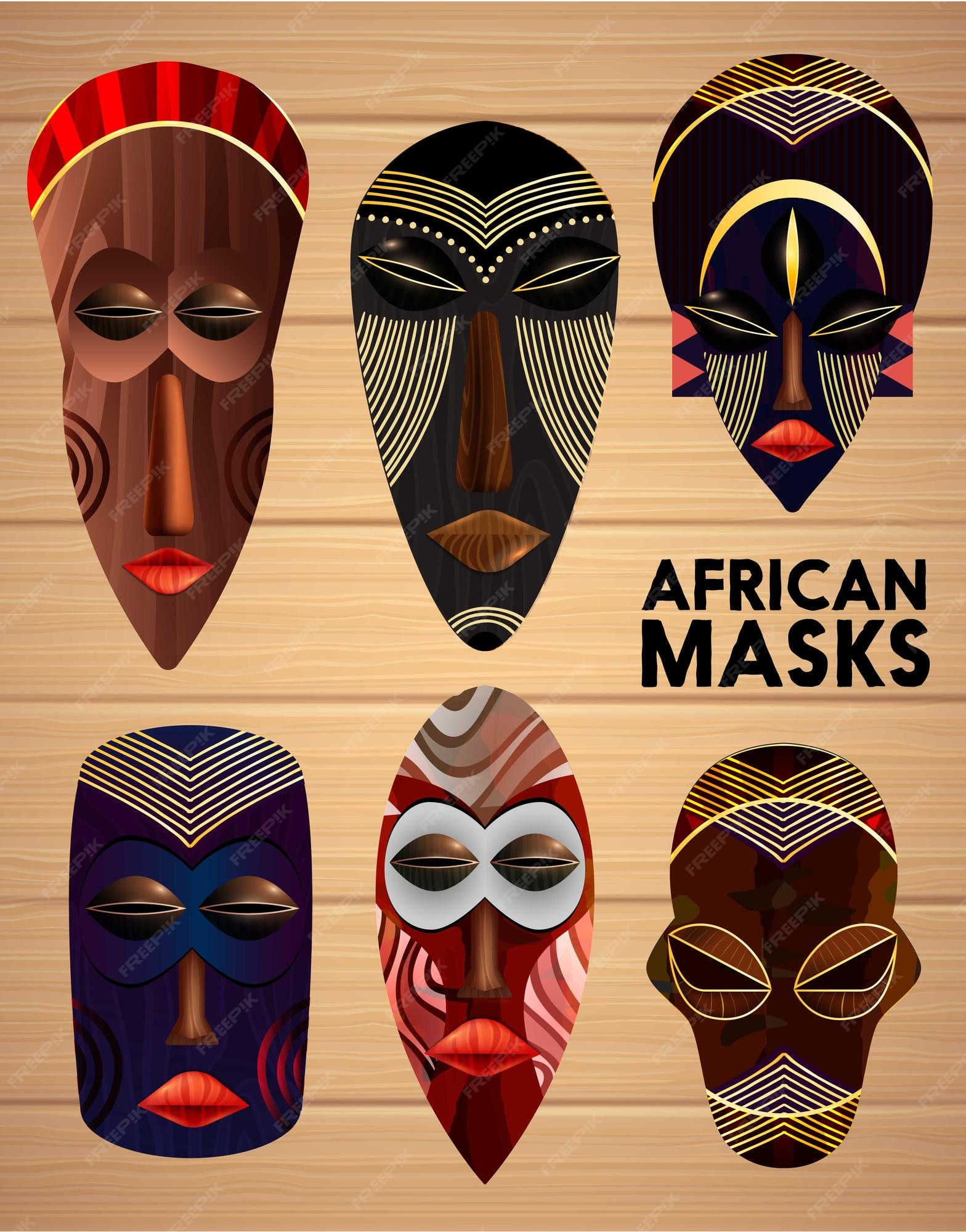 Premium Vector African masks templates colorful scary faces sketch Premium Vector African masks templates colorful scary faces sketch