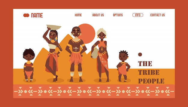 Vector african native family tribe people