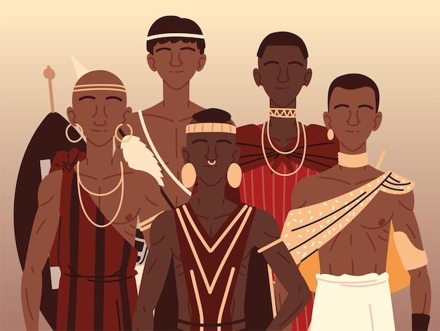 Vector african people aboriginal