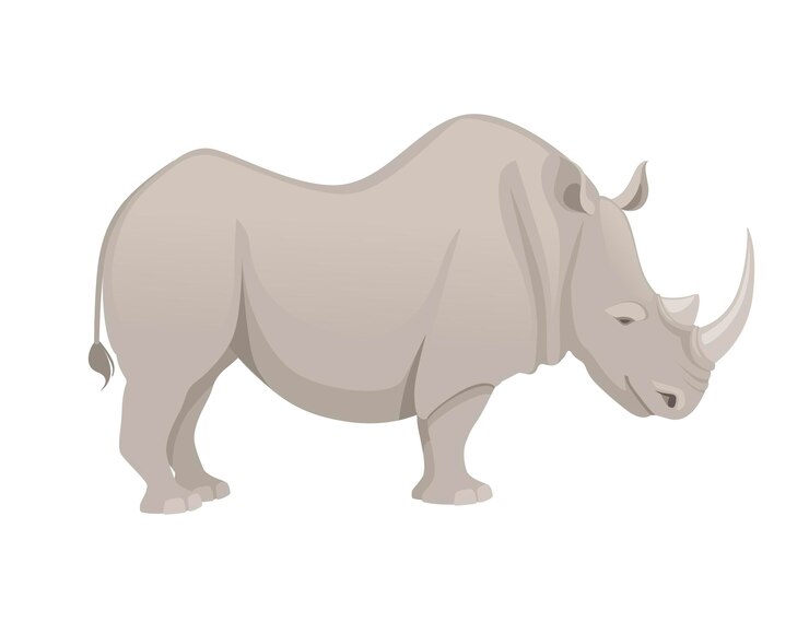 African rhinoceros side view cartoon animal design flat vector illustration