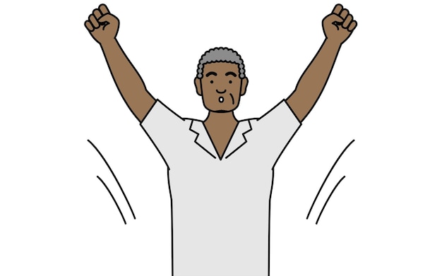 african senior man doing radio calisthenics preparation for accident prevention