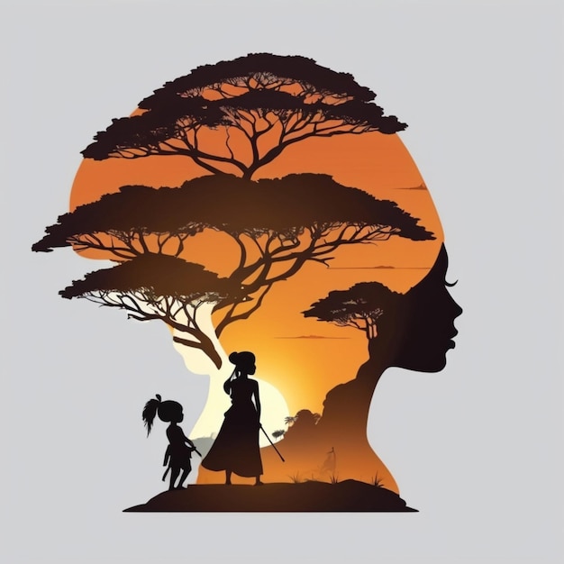 African silhouettes vector background