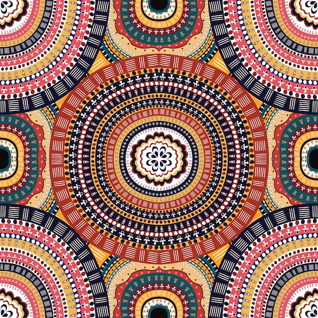 african tribal fabric Colorful circular geometric pattern