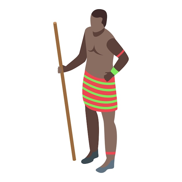 Vector african tribal man icon isometric of african tribal man vector icon for web design isolated on white background