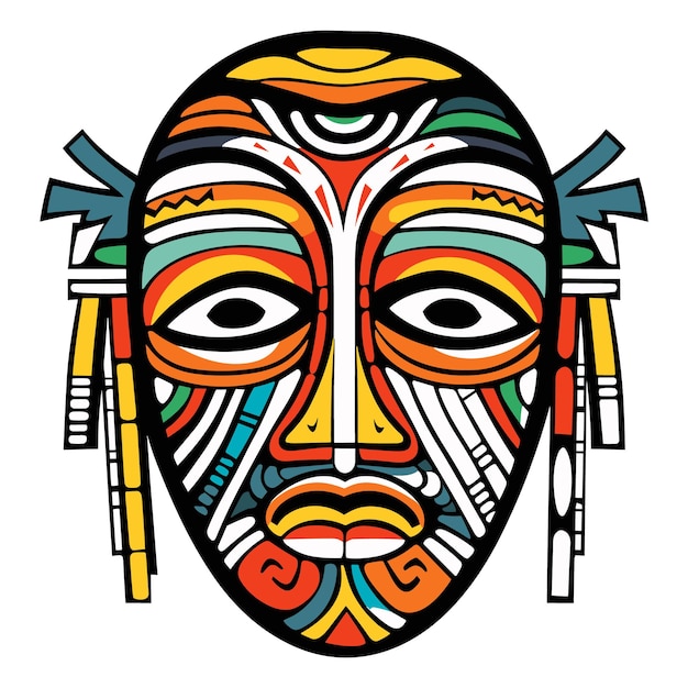 Illustrazione vettoriale della maschera tribale africana su sfondo isolato maschere tribali per il design di tshirt sti