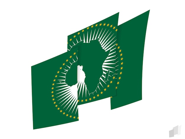 Vettore bandiera dell'unione africana in un disegno astratto strappato design moderno della bandiera dell'unione africana