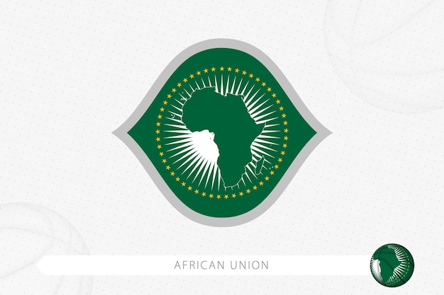 Vector african union flag for basketball competition on gray basketball background.