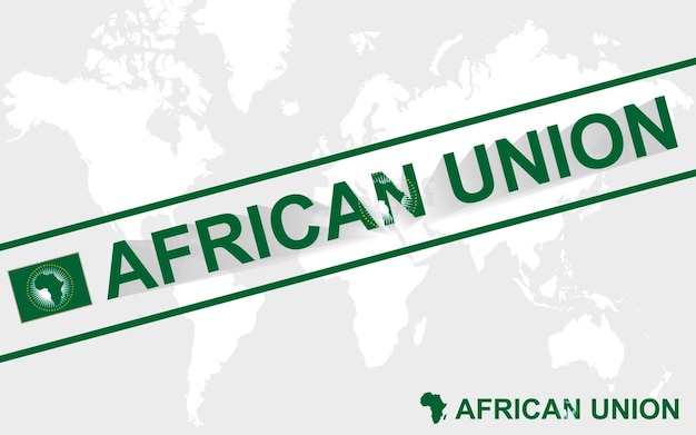 Флаг карты африканского союза и текстовая иллюстрация