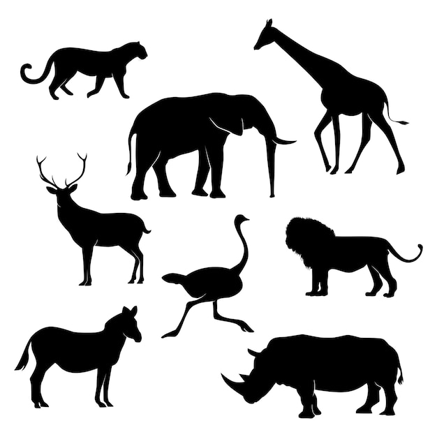 Vettore silhouette di animali selvatici africani
