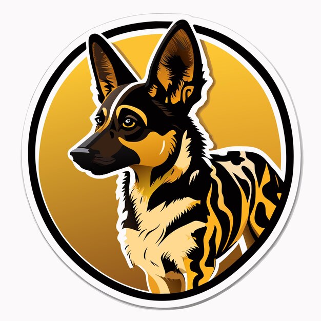 Vector african wild dog sticker illustration