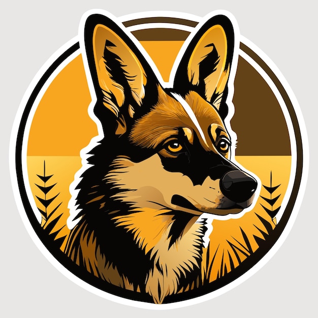 African wild dog sticker illustration