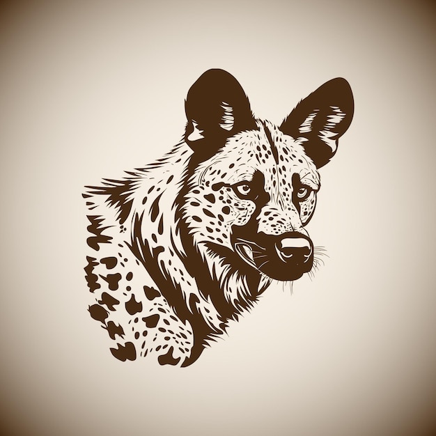 African wild dog vintage vector