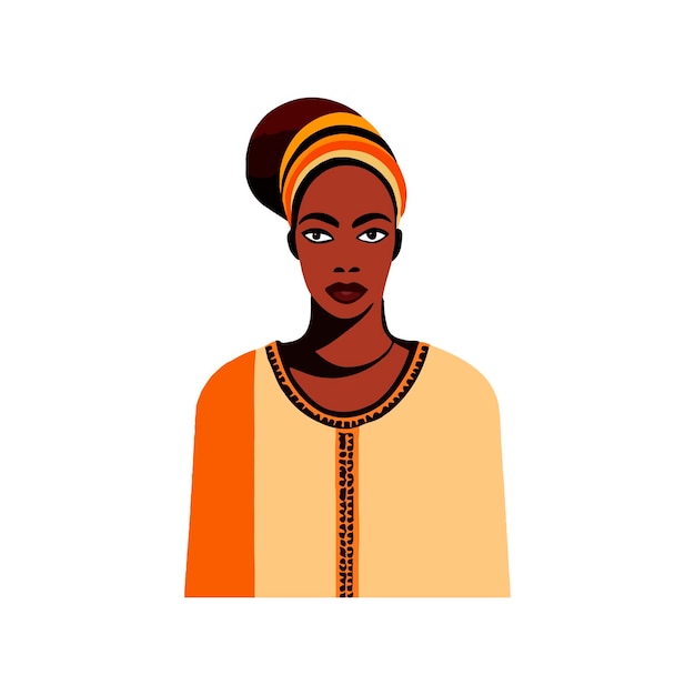 Vector african woman face simple flat portrait vector