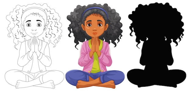 Vector african woman sitting in clam praying serenely