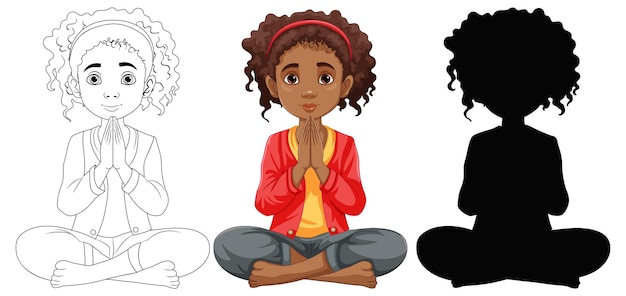 african woman sitting in clam praying serenely