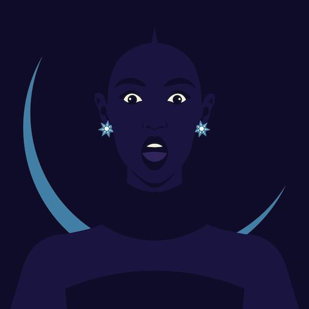 Вектор Африканские женщины испуганные лица страхи и фобии ночная вечеринка вектор плоская иллюстрация