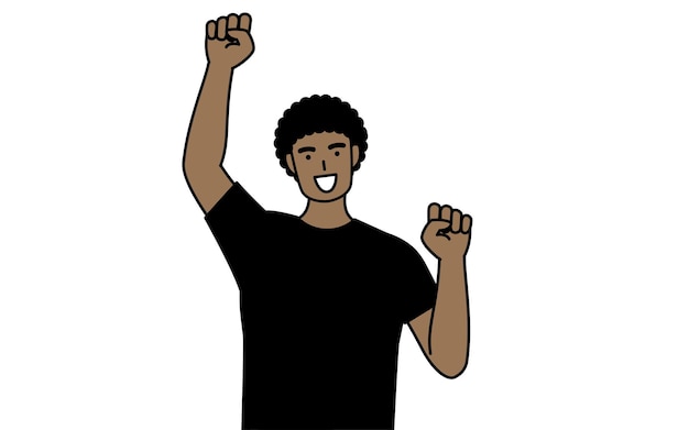 Vector africanamerican man smiling and jumping