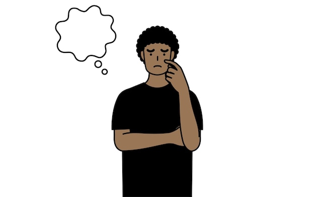 Vector africanamerican man thinking while scratching his face