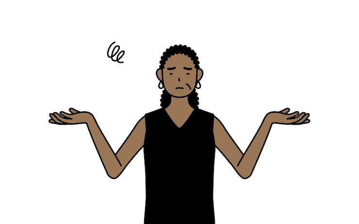 Vector africanamerican senior woman with her hands outstretched in distress