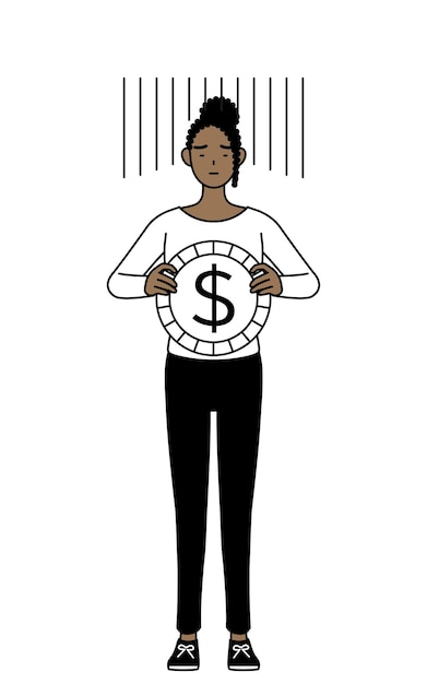 Vector africanamerican woman an image of exchange loss or dollar depreciation vector illustration