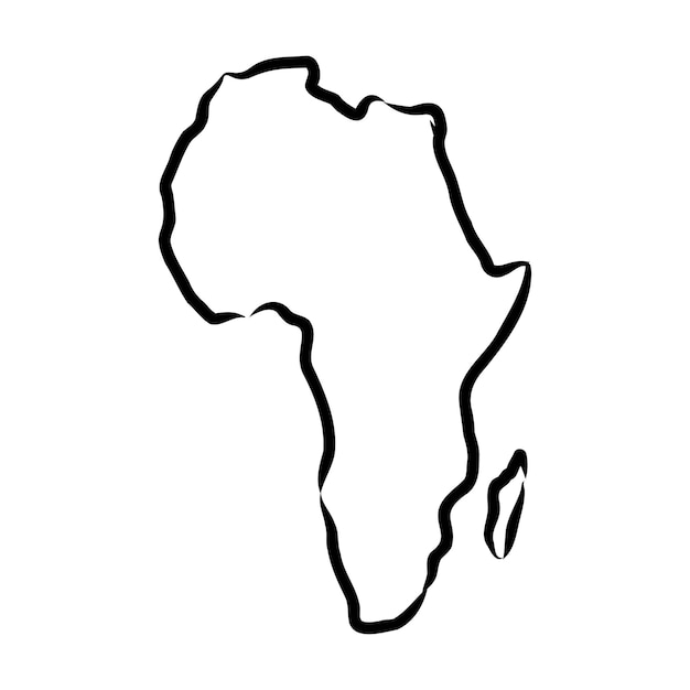 Vector afrika kaart overzicht grafische uit de vrije hand tekening op witte achtergrond vectorillustratie