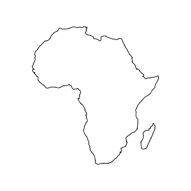 Afrika kaart overzicht grafische uit de vrije hand tekening op witte achtergrond vectorillustratie