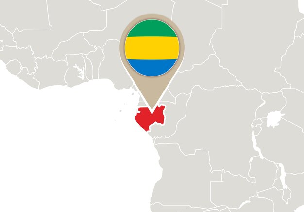 Afrika met gemarkeerde Gabon-kaart en vlag