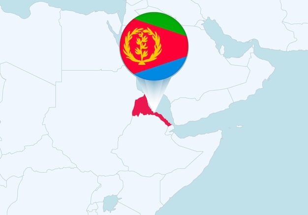 Afrika met geselecteerde Eritrea-kaart en Eritrea-vlagpictogram