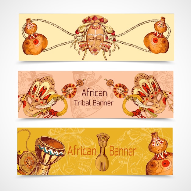 Afrika schets gekleurde banners horizontaal