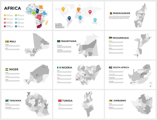 Afrika vector kaart infographic sjabloon diapresentatie wereld wereldwijd