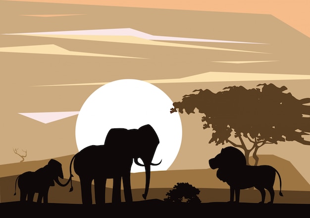 Afrikaanse dieren silhouetten