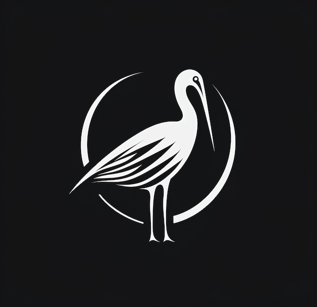 Afrikaanse heilige ibis als zwart-wit gevectoriseerd logo