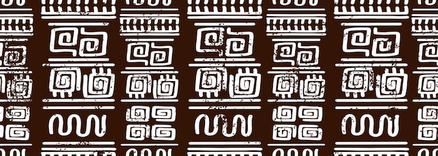 Afrikaanse symbolen naadloze patroon Tribal etnische tekening Hand getrokken grunge textuur achtergrond Vector illustratie voor mode textiel print