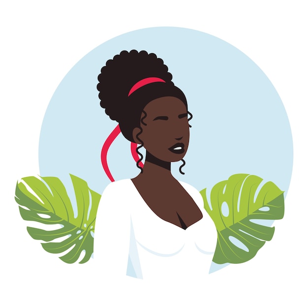 Afrikaanse vrouw avatar portret jonge vrouwelijke vrouw met donkere huid
