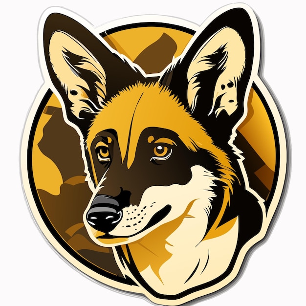 Vector afrikaanse wilde hond sticker illustratie