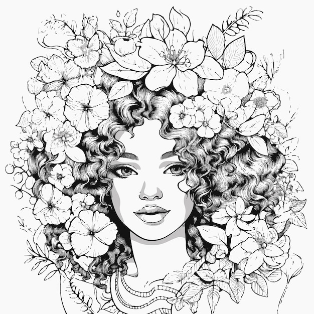 Afro_american_coloring_page_for_adults_vector