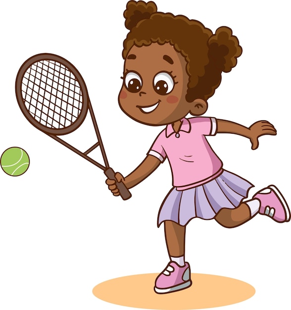 afro american girl playing tennis vector