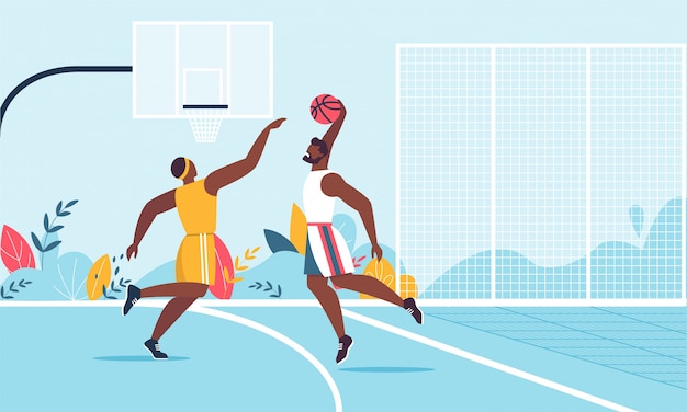 バスケットボールの漫画をしているアフリカ系アメリカ人の男性チーム
