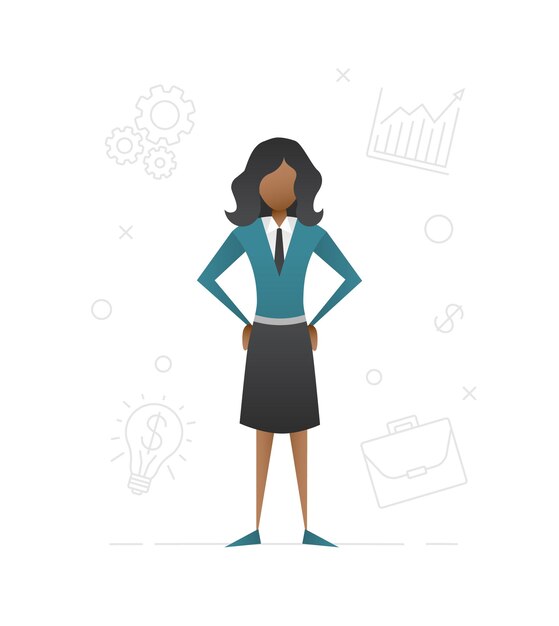 Afro-american student girl flat character design. businesswoman. young woman. teenager. vector isolated illustration