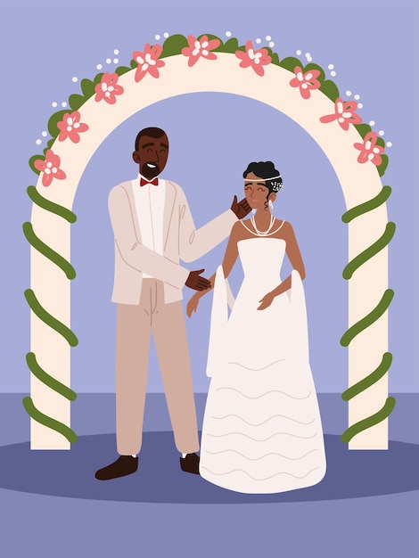 Vector afro american wedding couple