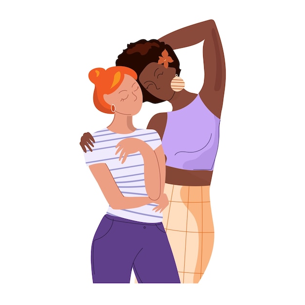 Afro-amerikaanse en europese vrouwen twee gelukkige multiraciale meisjes vectorillustratie